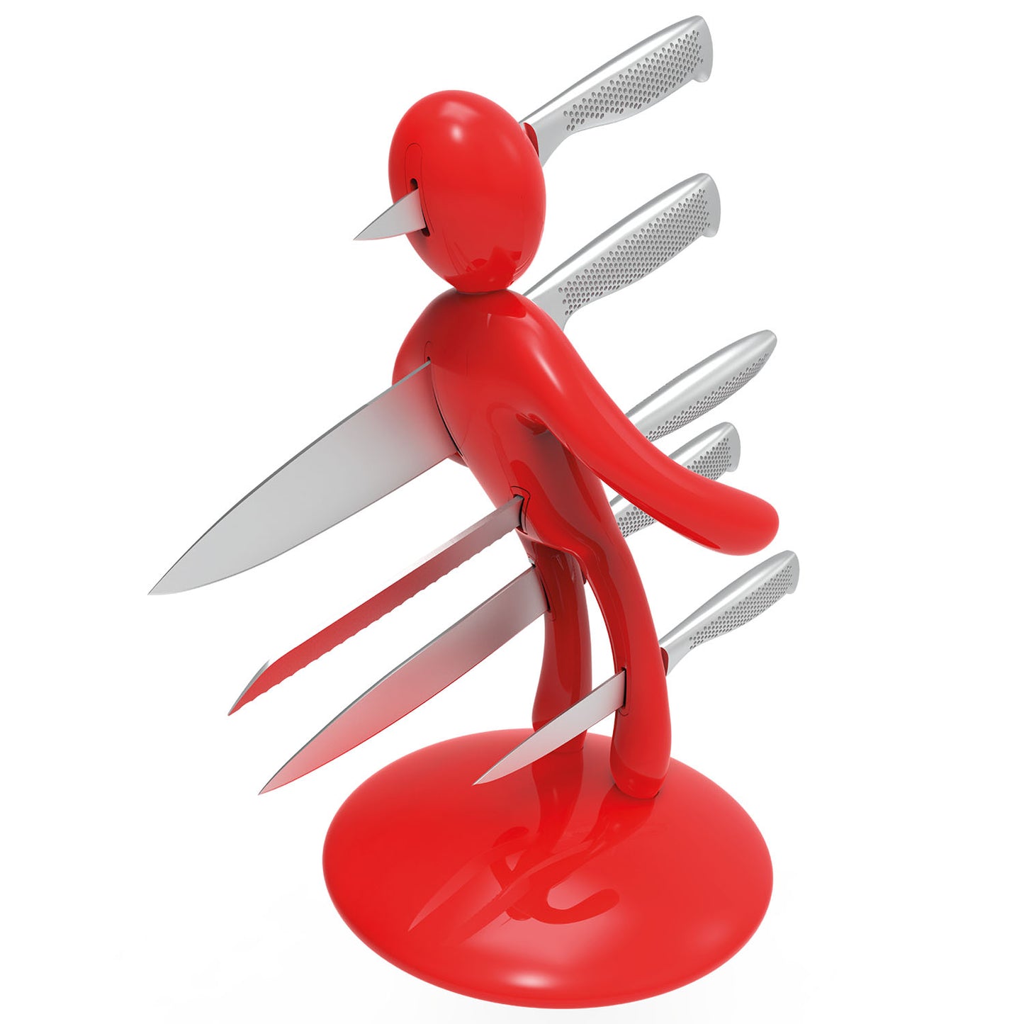 Voodoo/TheEx "Classic Edition" | 5-Piece Stainless Steel Knife Set with Red Plastic Holder (without blade covers)