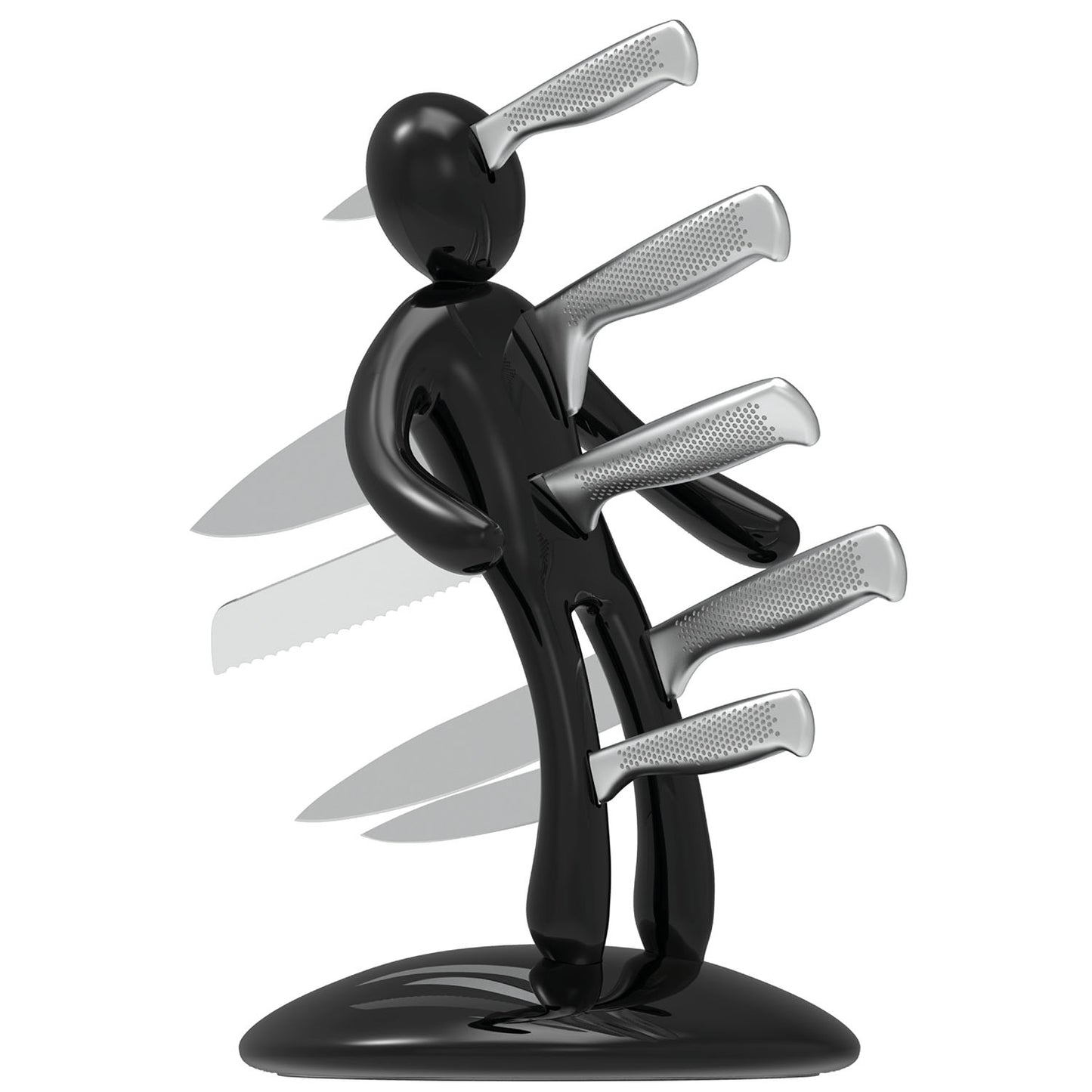 Voodoo/TheEx "Classic Edition" | 5-Piece Stainless Steel Knife Set with Black Plastic Holder (without blade covers)