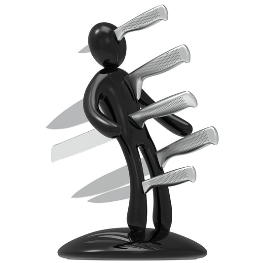 Voodoo/TheEx "Classic Edition" | Set di 5 coltelli in acciaio inox con Supporto in plastica nera (senza coprilame)
