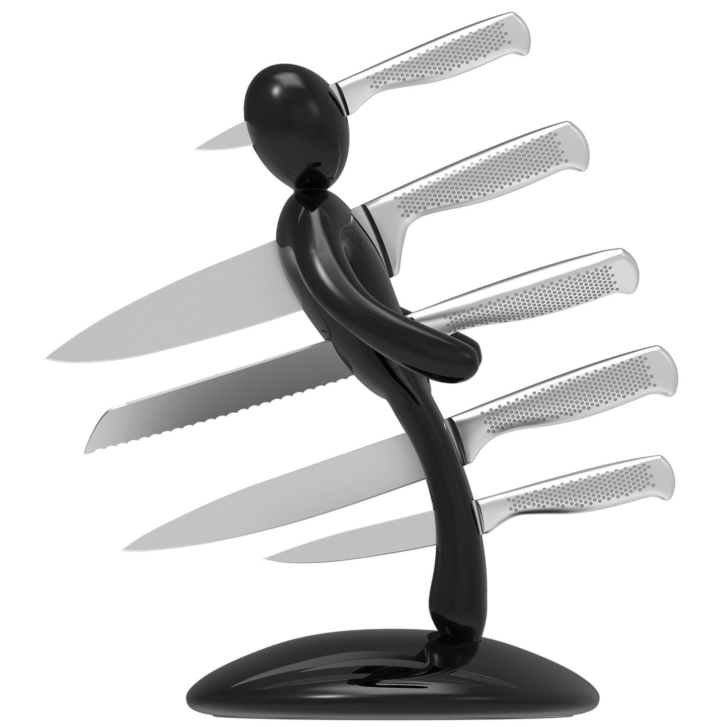 Voodoo/TheEx "Classic Edition" | 5-Piece Stainless Steel Knife Set with Black Plastic Holder (without blade covers)