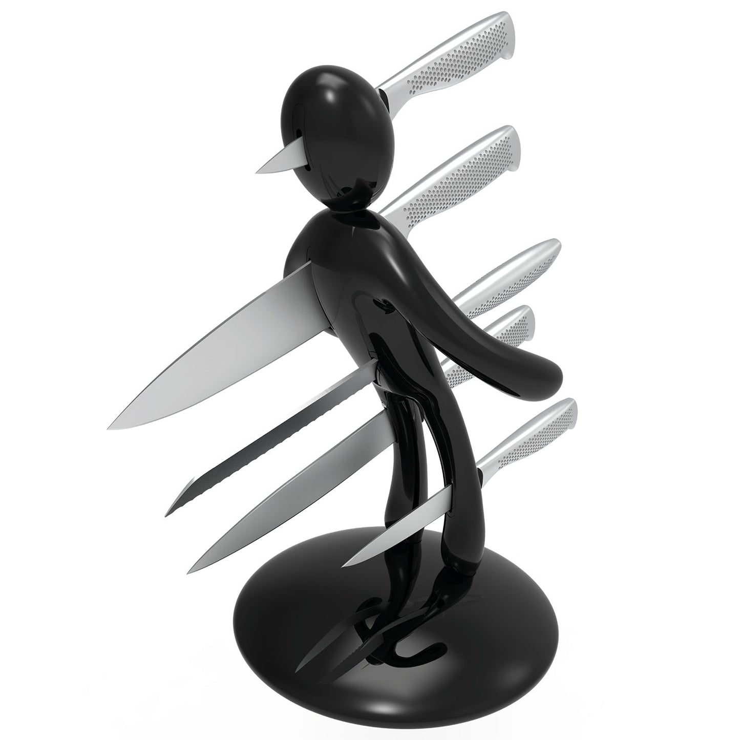 Voodoo/TheEx "Classic Edition" | 5-Piece Stainless Steel Knife Set with Black Plastic Holder (without blade covers)