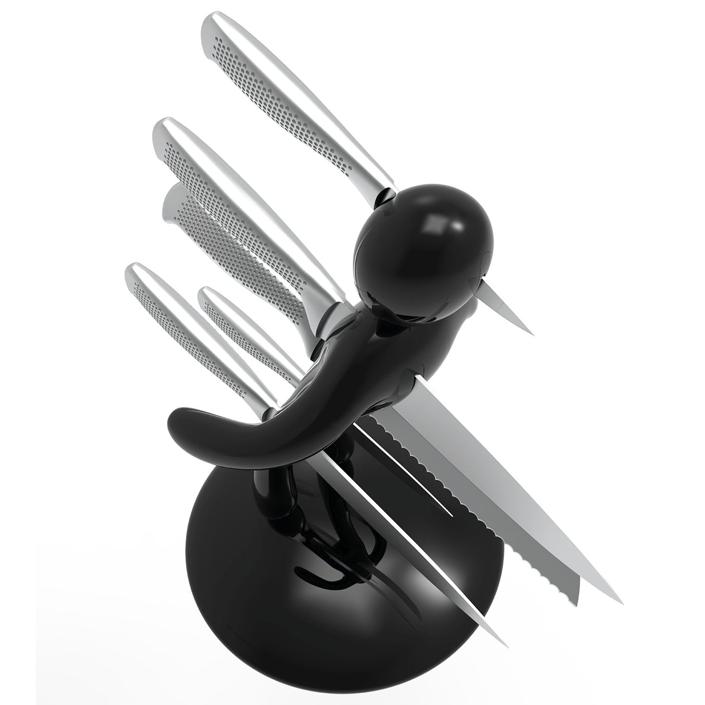 Voodoo/TheEx "Classic Edition" | 5-Piece Stainless Steel Knife Set with Black Plastic Holder (without blade covers)