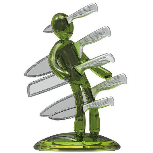 Voodoo/TheEx "Classic Edition" | Set di 5 coltelli in acciaio inox con Supporto in plastica traslucida verde