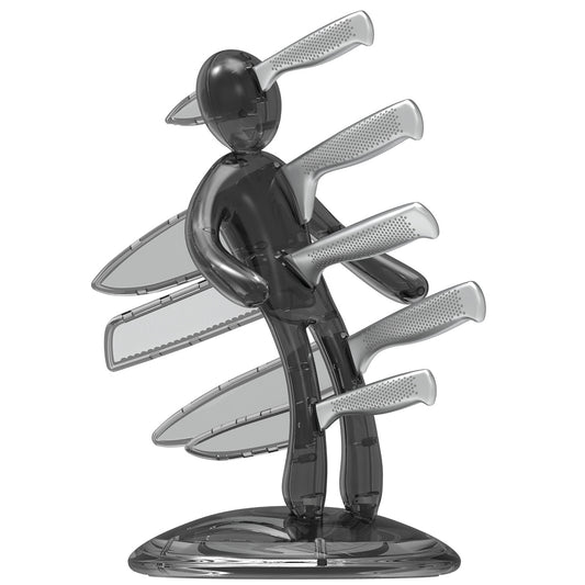 Voodoo/TheEx "Classic Edition" | Set di 5 coltelli in acciaio inox con Supporto in plastica traslucida grigia