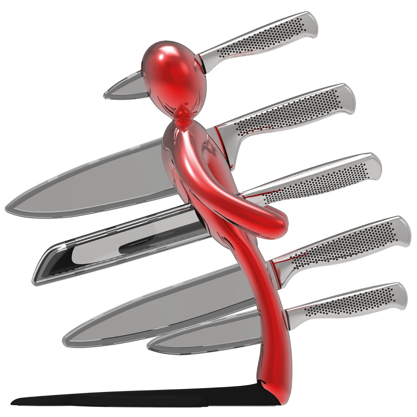 Voodoo/TheEx "Anniversary Edition" | 5-Piece Stainless Steel Knife Set with Red Steel Holder