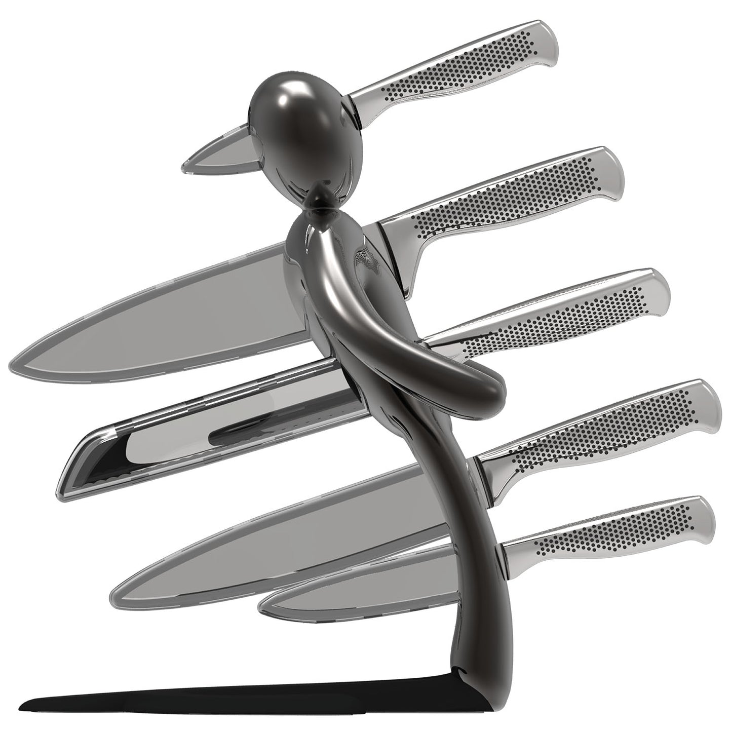 Voodoo/TheEx "Anniversary Edition" | 5-Piece Stainless Steel Knife Set with Black Steel Holder