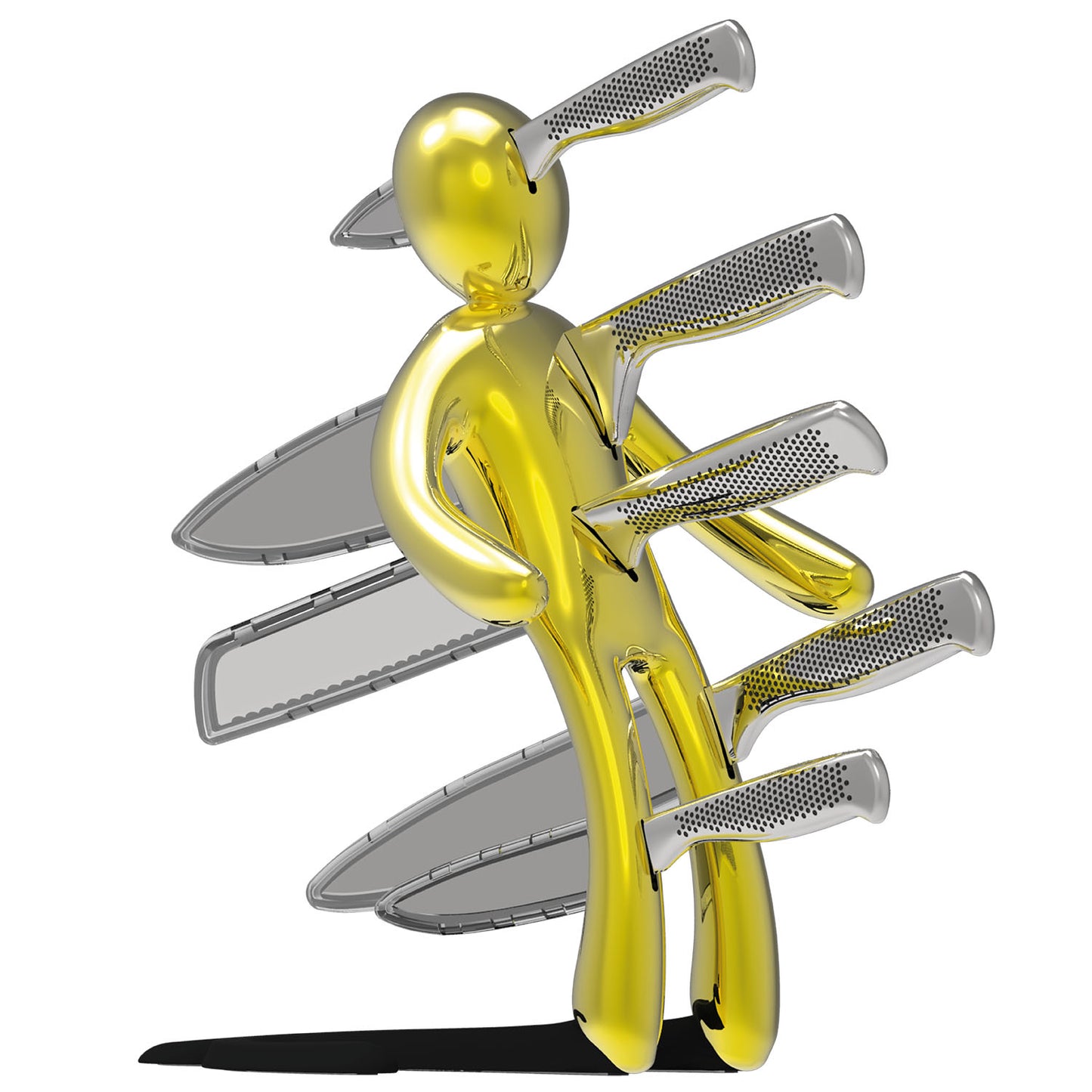 Voodoo/TheEx "Anniversary Edition" | Set di 5 coltelli in acciaio inox con Supporto in acciaio giallo