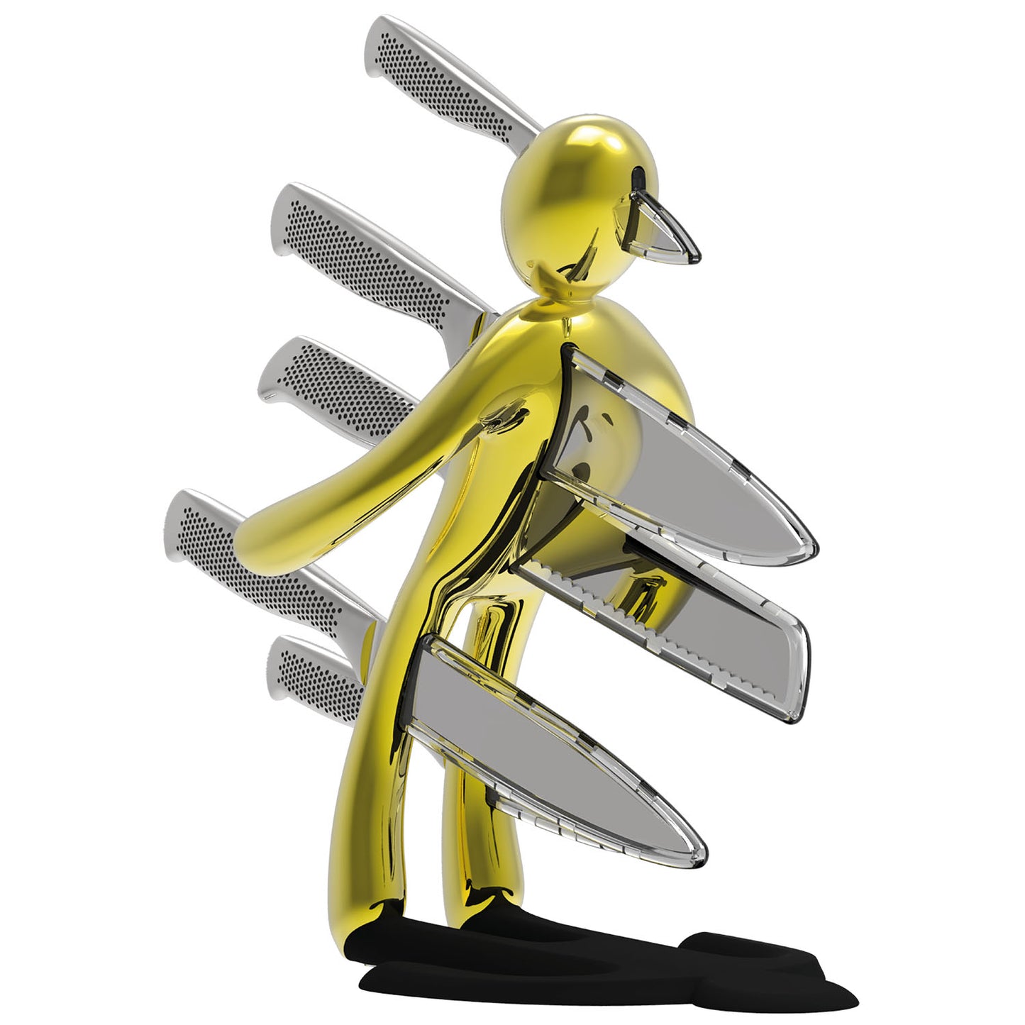 Voodoo/TheEx "Anniversary Edition" | Set di 5 coltelli in acciaio inox con Supporto in acciaio giallo