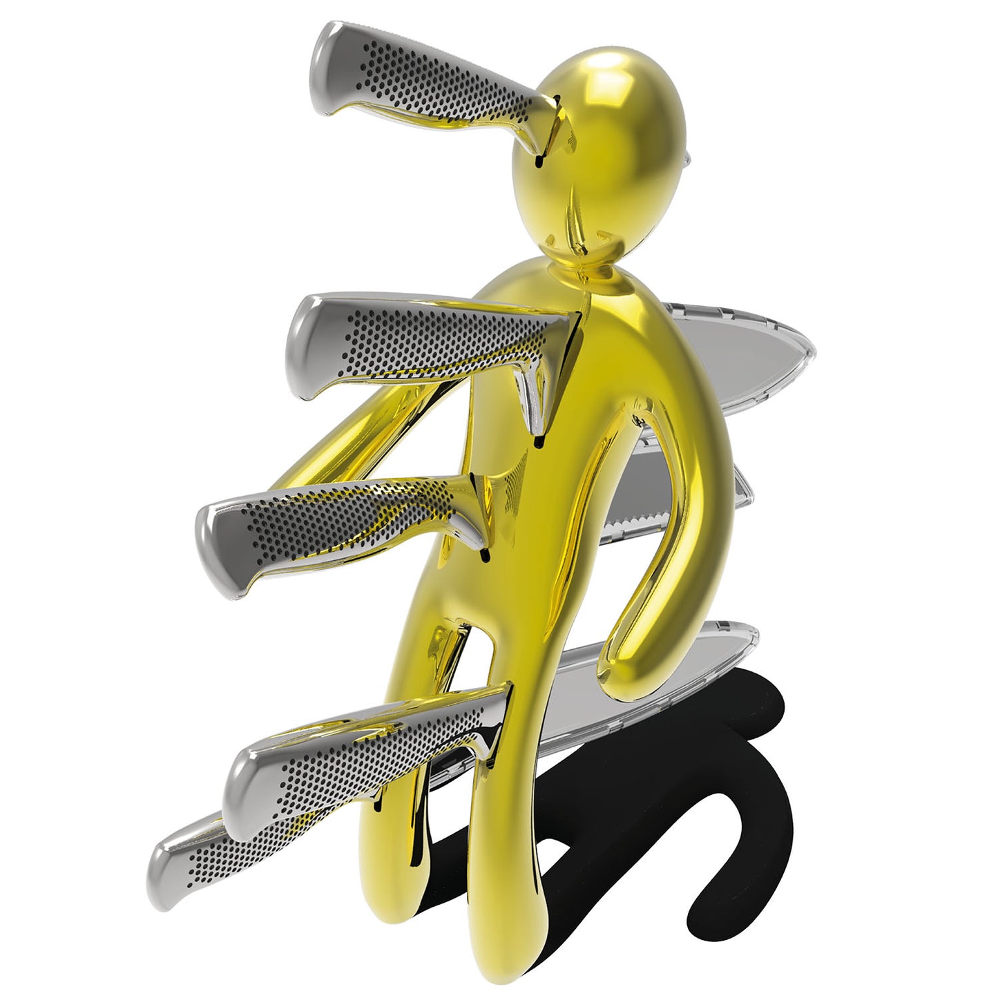 Voodoo/TheEx "Anniversary Edition" | Set di 5 coltelli in acciaio inox con Supporto in acciaio giallo