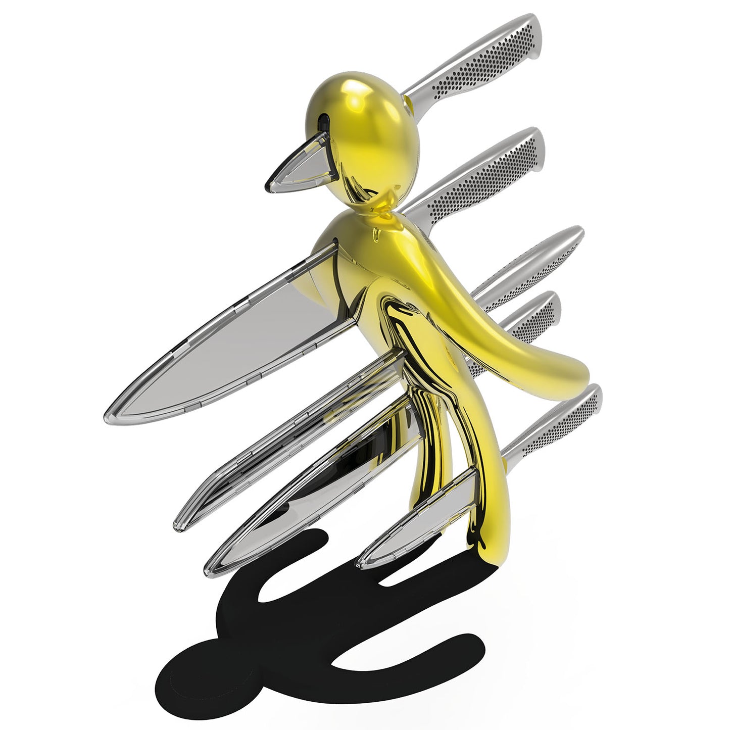 Voodoo/TheEx "Anniversary Edition" | Set di 5 coltelli in acciaio inox con Supporto in acciaio giallo