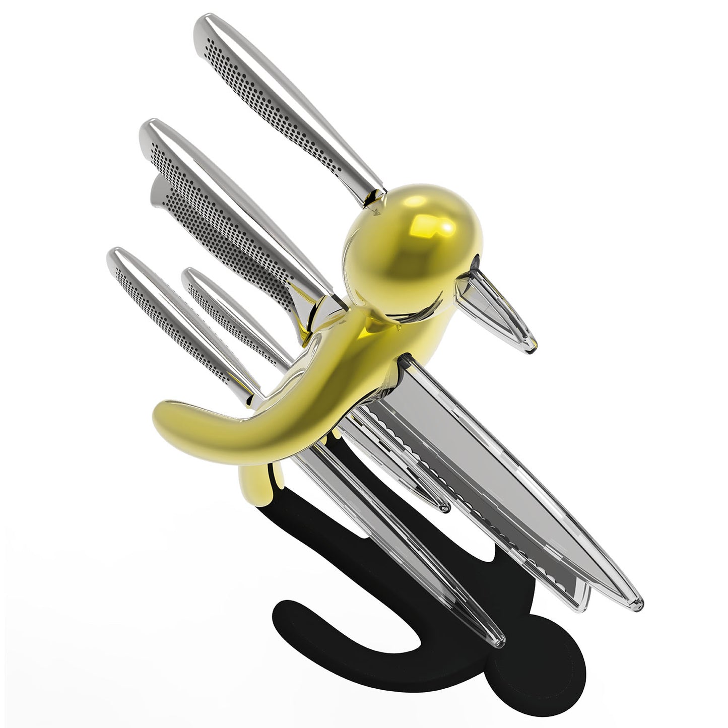 Voodoo/TheEx "Anniversary Edition" | Set di 5 coltelli in acciaio inox con Supporto in acciaio giallo
