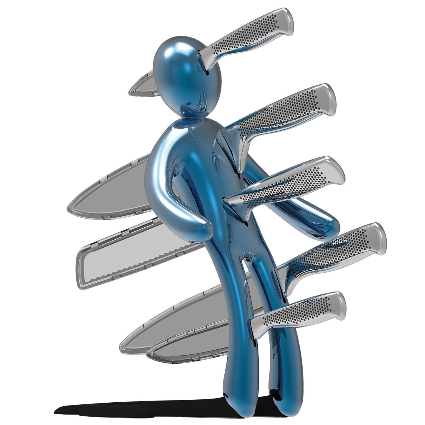 Voodoo/TheEx "Anniversary Edition" | Set di 5 coltelli in acciaio inox con Supporto in acciaio blu