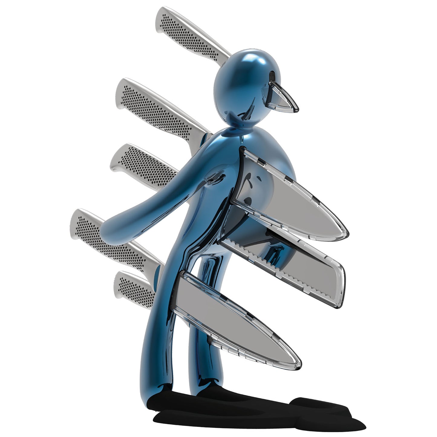 Voodoo/TheEx "Anniversary Edition" | Set di 5 coltelli in acciaio inox con Supporto in acciaio blu