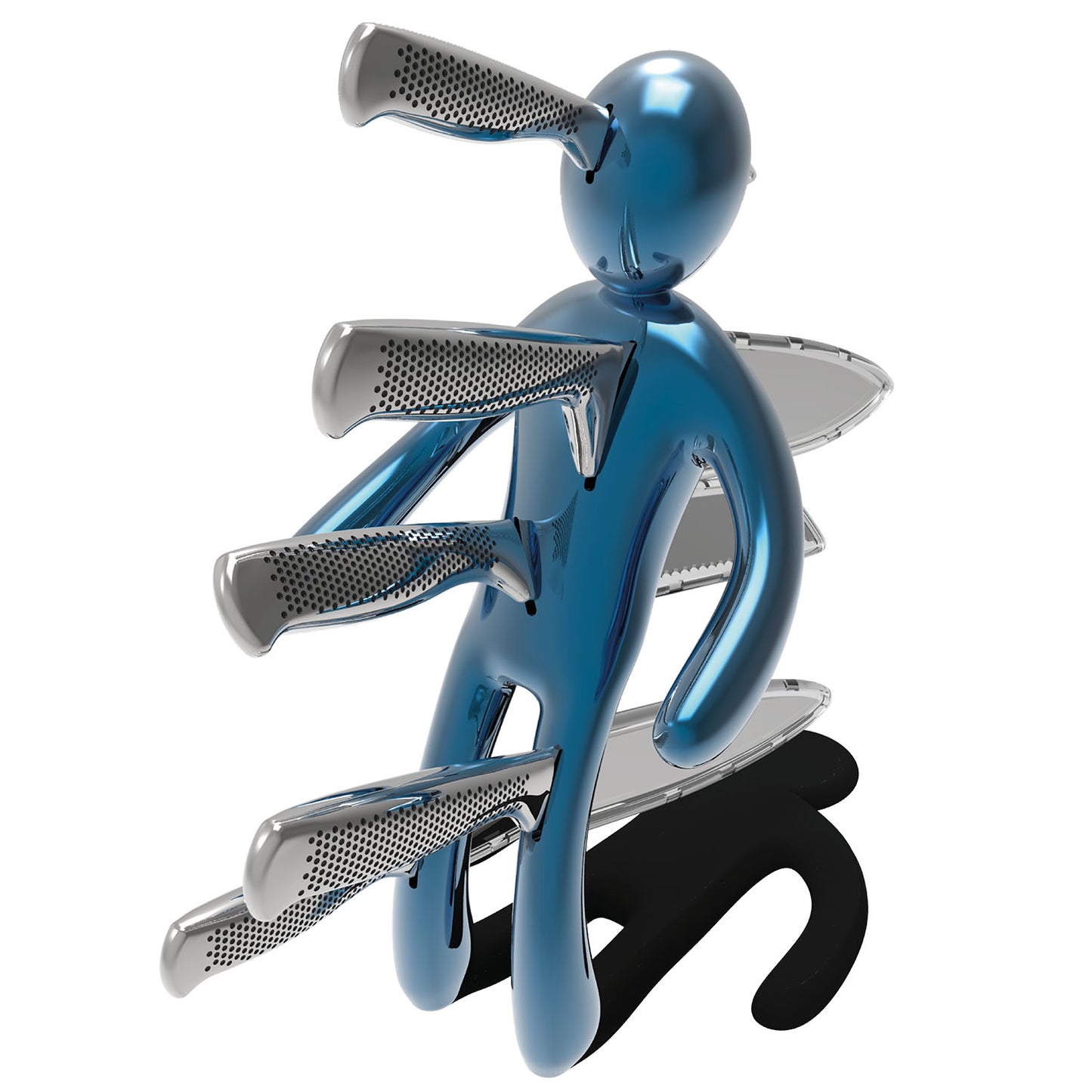 Voodoo/TheEx "Anniversary Edition" | Set di 5 coltelli in acciaio inox con Supporto in acciaio blu