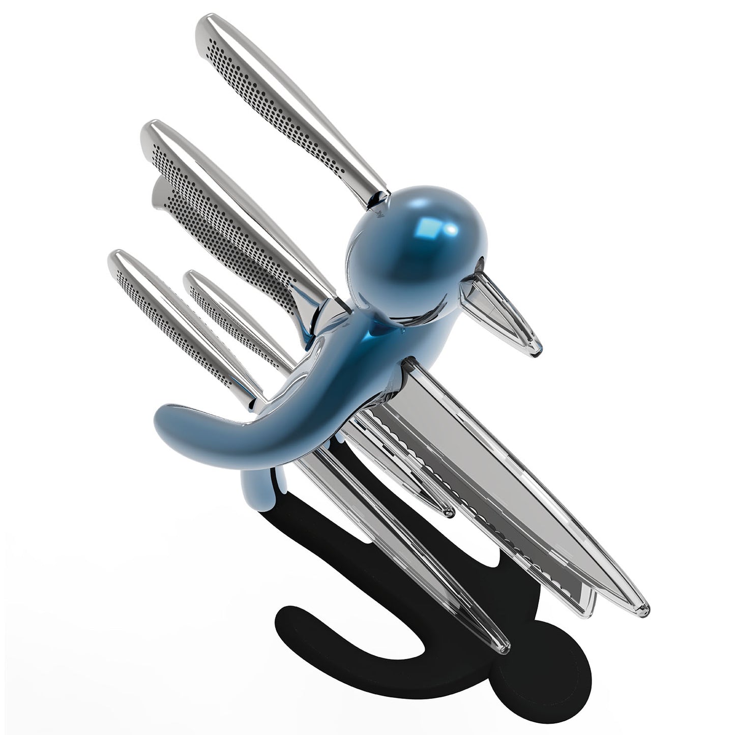 Voodoo/TheEx "Anniversary Edition" | Set di 5 coltelli in acciaio inox con Supporto in acciaio blu