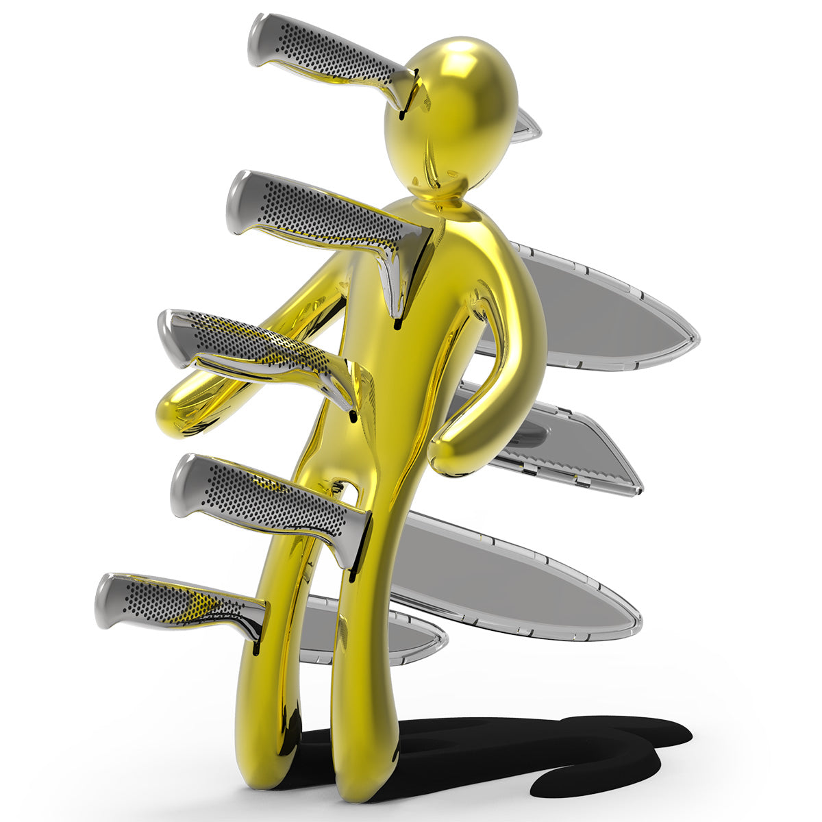 Voodoo/TheEx "Anniversary Edition" | Set di 5 coltelli in acciaio inox con Supporto in acciaio giallo