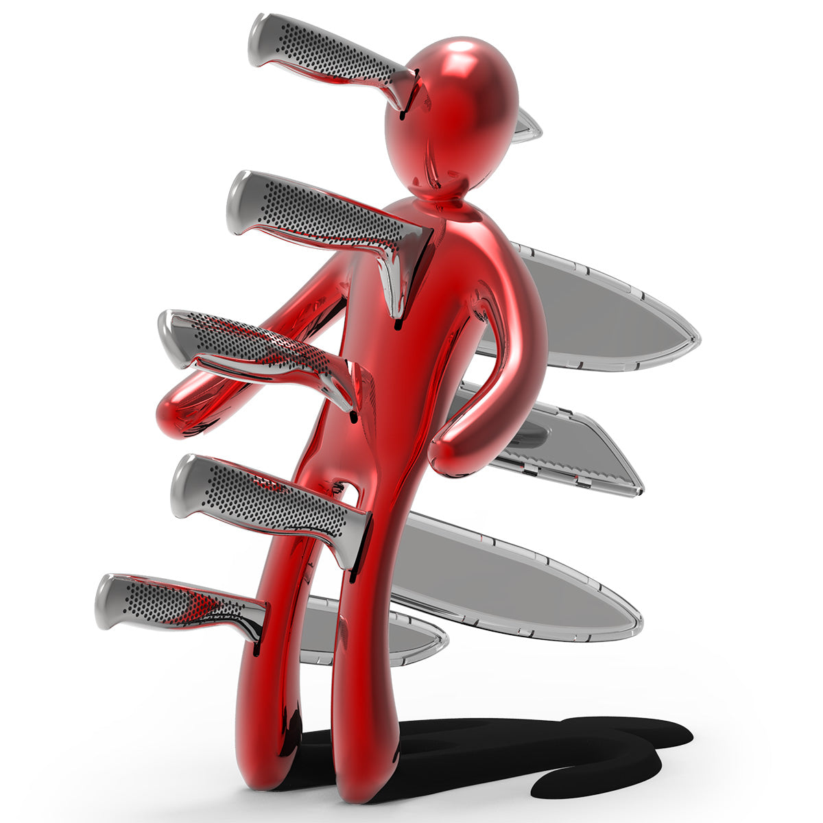 Voodoo/TheEx "Anniversary Edition" | 5-Piece Stainless Steel Knife Set with Red Steel Holder