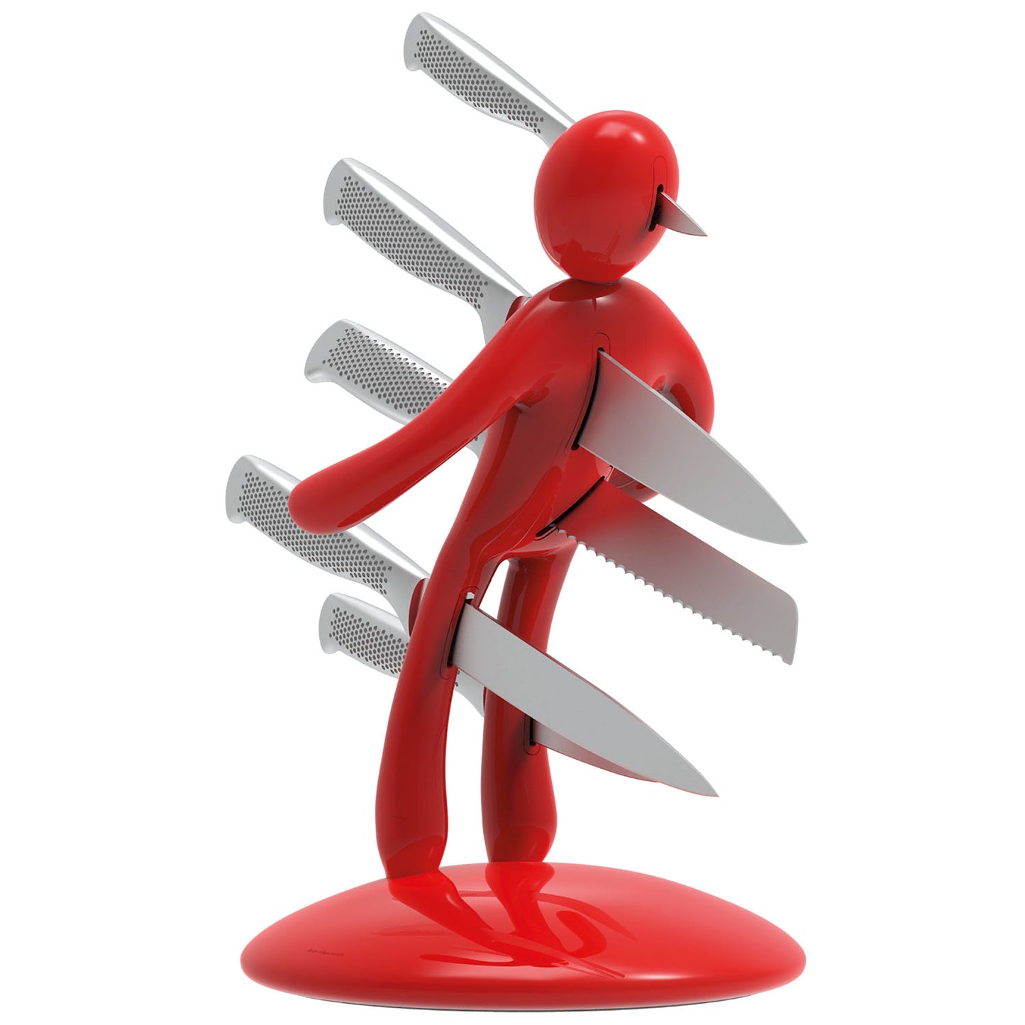 Voodoo/TheEx "Classic Edition" | 5-Piece Stainless Steel Knife Set with Red Plastic Holder (without blade covers)