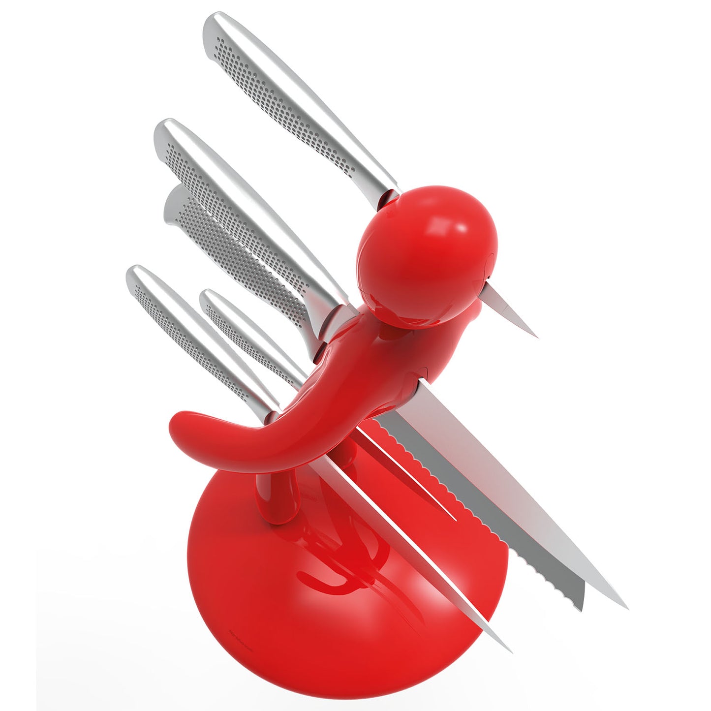 Voodoo/TheEx "Classic Edition" | 5-Piece Stainless Steel Knife Set with Red Plastic Holder (without blade covers)