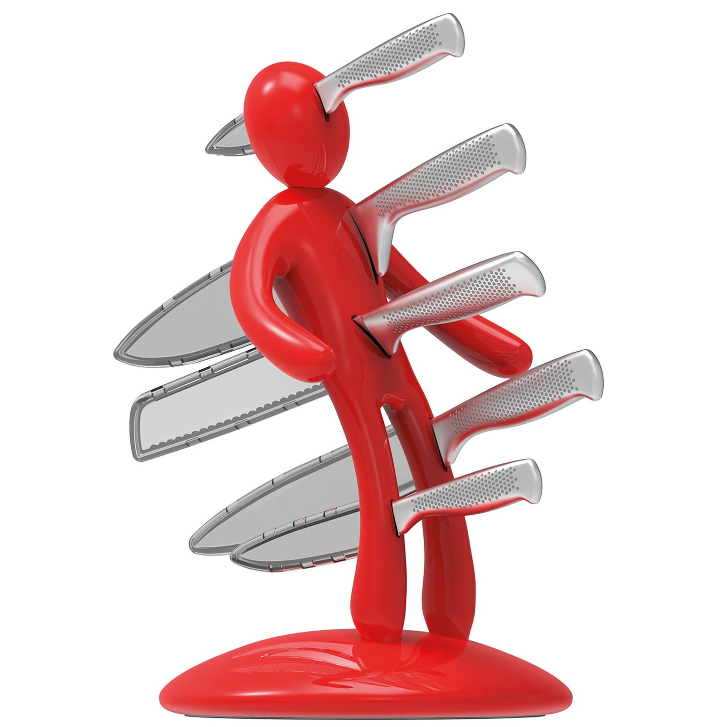 Voodoo/TheEx "Classic Edition" | Set di 5 coltelli in acciaio inox con Supporto in plastica rossa