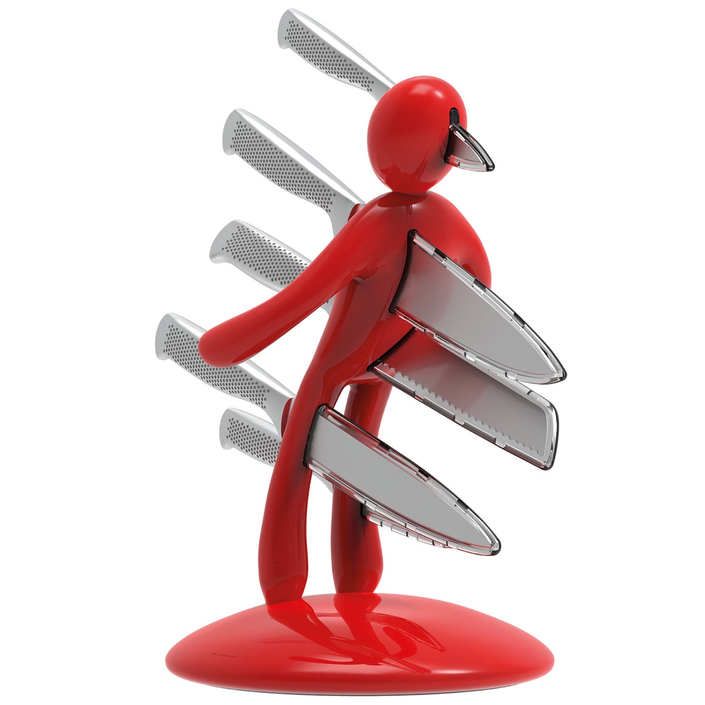 Voodoo/TheEx "Classic Edition" | Set di 5 coltelli in acciaio inox con Supporto in plastica rossa