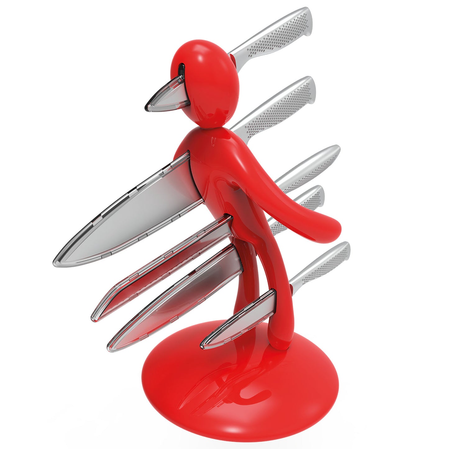 Voodoo/TheEx "Classic Edition" | Set di 5 coltelli in acciaio inox con Supporto in plastica rossa