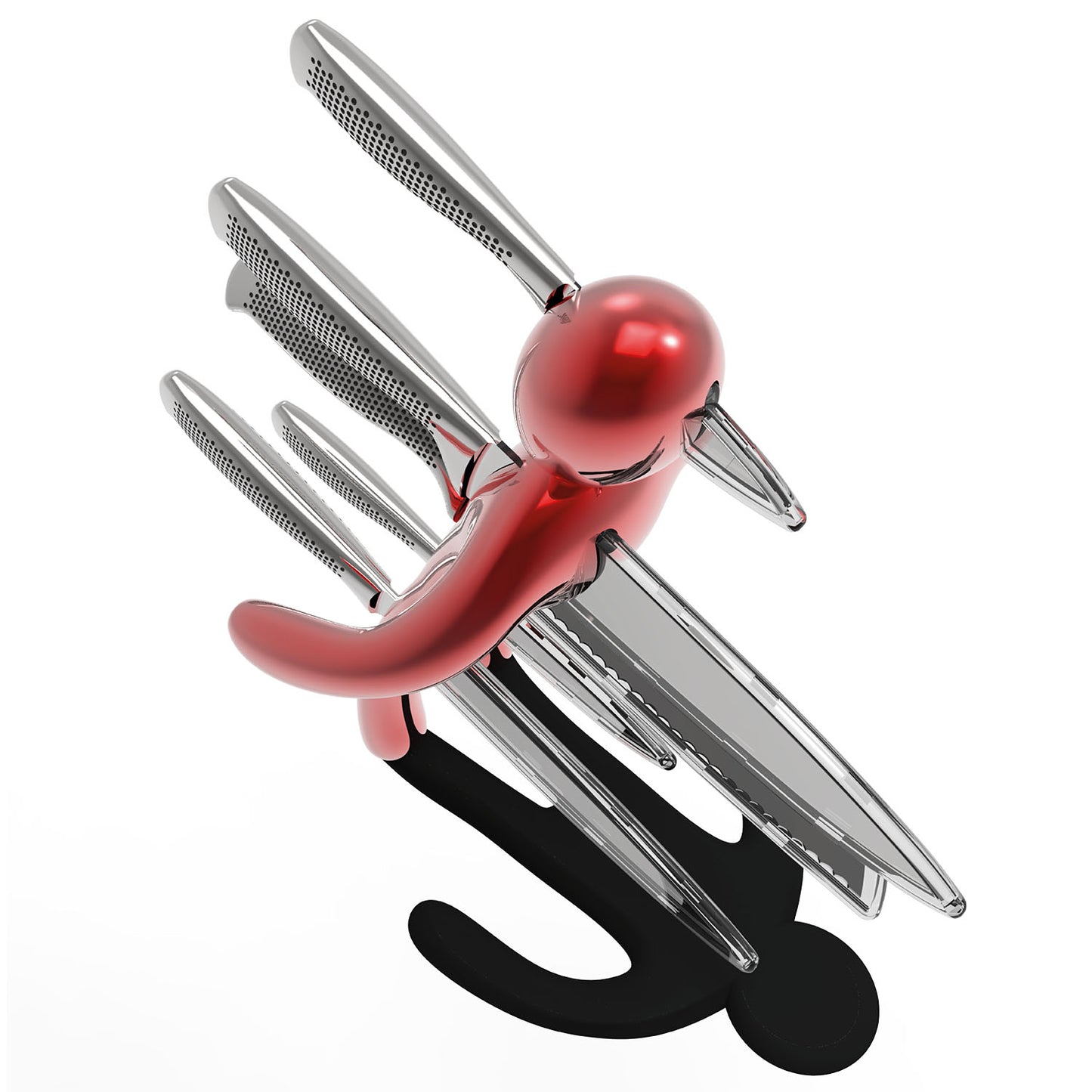Voodoo/TheEx "Anniversary Edition" | 5-Piece Stainless Steel Knife Set with Red Steel Holder