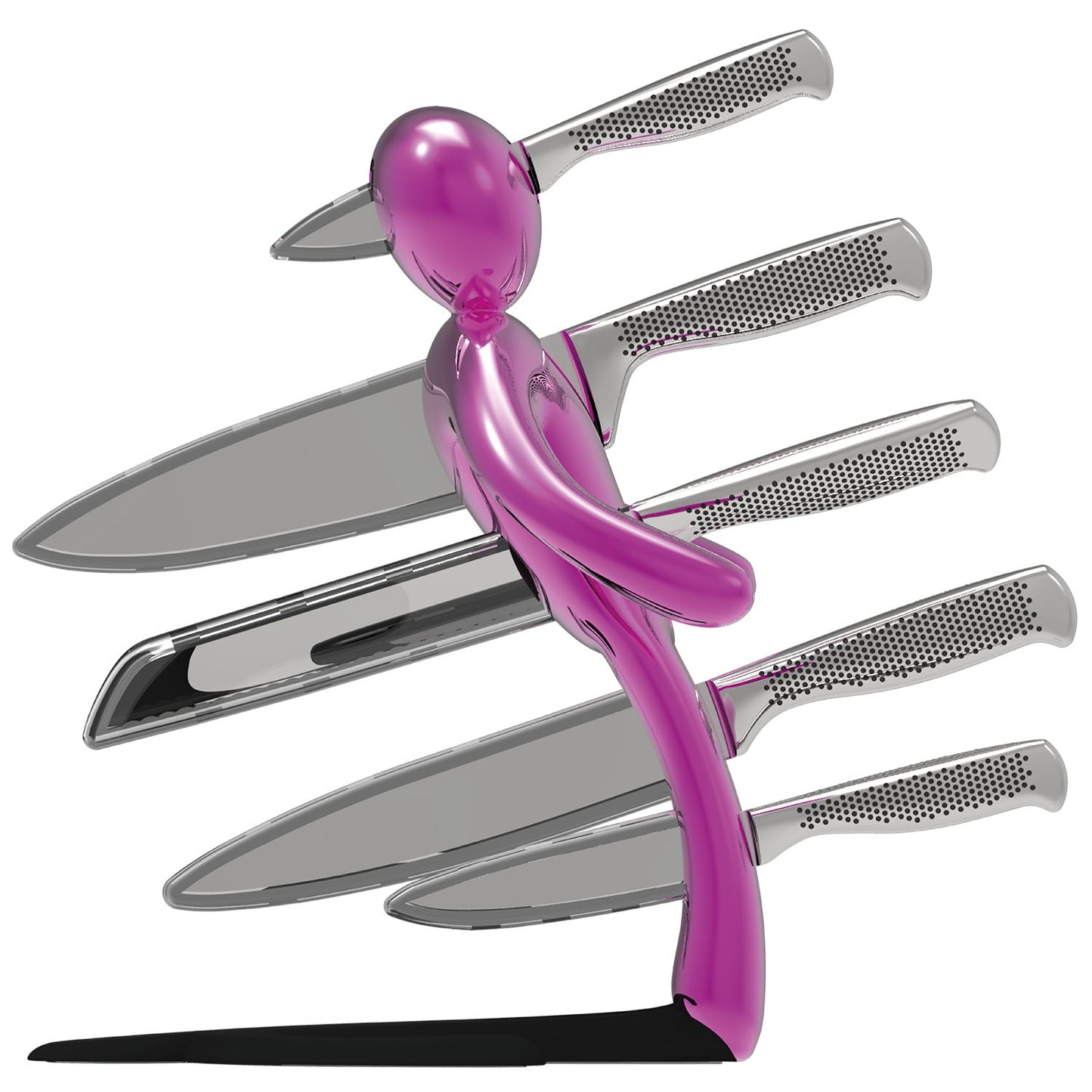 Voodoo/TheEx "Anniversary Edition" Set di coltelli - Supporto in acciaio rosa