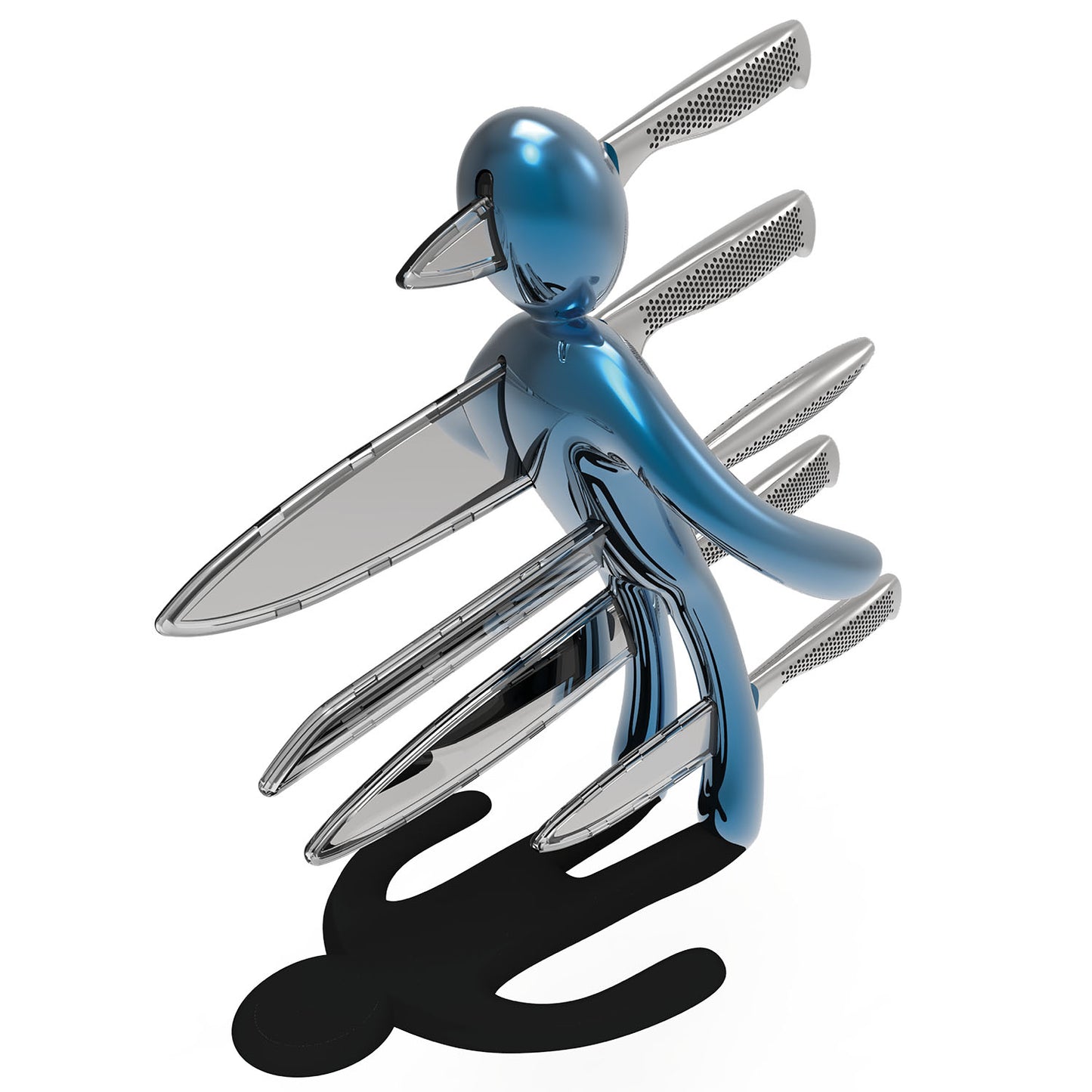 Voodoo/TheEx "Anniversary Edition" | Set di 5 coltelli in acciaio inox con Supporto in acciaio blu